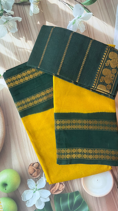 Rudhraksham Sungudi Plain - Mustard Yellow