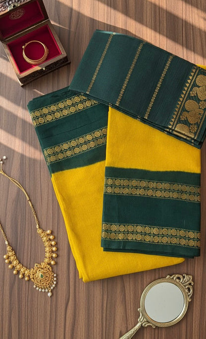 Rudhraksham Sungudi Plain - Mustard Yellow