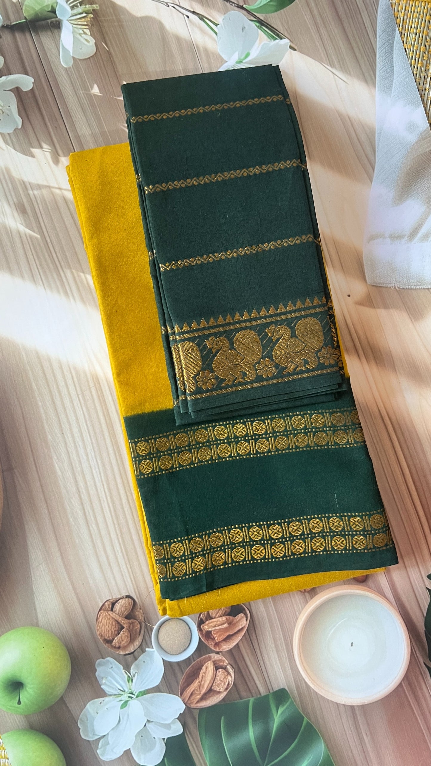 Rudhraksham Sungudi Plain - Mustard Yellow